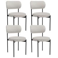 Kit 04 Cadeiras Estofadas Para Sala De Jantar Louvre L02 Bouclê Cru - Lyam Decor - 1