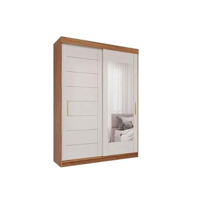 Guarda Roupa Solteiro 2 Portas De Correr (1 C- Espelho) E 3 Gavetas Liz Cinamomo-off White - Panan