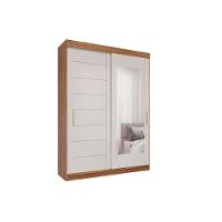 Guarda Roupa Solteiro 2 Portas De Correr (1 C- Espelho) E 3 Gavetas Liz Cinamomo-off White - Panan - 1