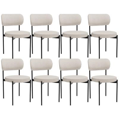 Kit 08 Cadeiras Estofadas Para Sala De Jantar Louvre L02 Linho Cru - Lyam Decor