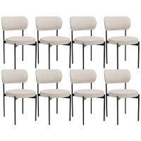 Kit 08 Cadeiras Estofadas Para Sala De Jantar Louvre L02 Linho Cru - Lyam Decor - 1