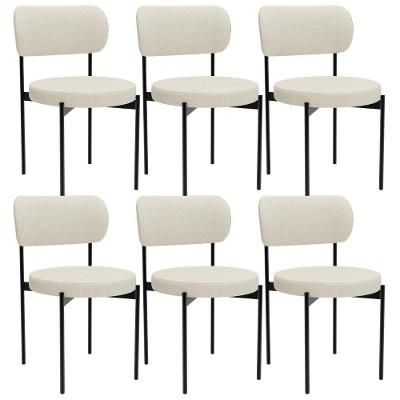 Kit 06 Cadeiras Estofadas Para Sala De Jantar Louvre L02 Linho Champagne - Lyam Decor