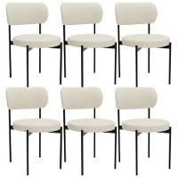 Kit 06 Cadeiras Estofadas Para Sala De Jantar Louvre L02 Linho Champagne - Lyam Decor - 1