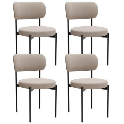 Kit 04 Cadeiras Estofadas Para Sala De Jantar Louvre L02 Bouclê Creme - Lyam Decor