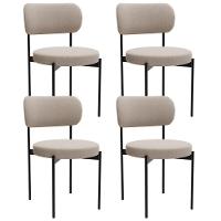 Kit 04 Cadeiras Estofadas Para Sala De Jantar Louvre L02 Bouclê Creme - Lyam Decor - 1