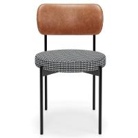 Kit 06 Cadeiras Estofadas Para Sala De Jantar Louvre L02 Couríssimo Camel Pied Poule - Lyam Decor - 3