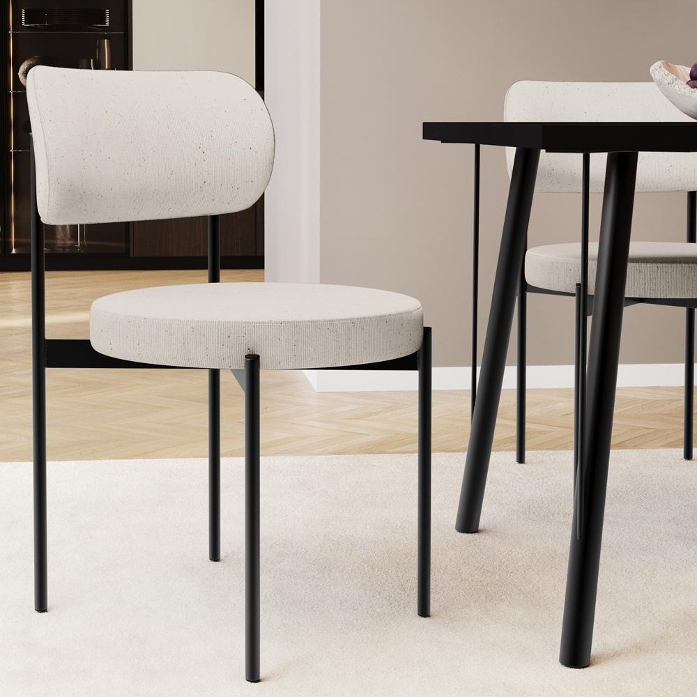 Kit 02 Cadeiras Estofadas Para Sala De Jantar Louvre L02 Linho Cru - Lyam Decor - 2