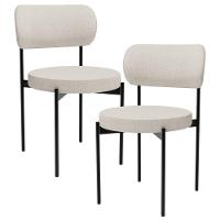 Kit 02 Cadeiras Estofadas Para Sala De Jantar Louvre L02 Linho Cru - Lyam Decor - 1