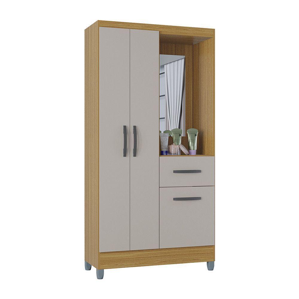 Guarda Roupa Solteiro Com 3 Portas E 1 Gavetas Atlas Poquema Damasco-off White - 2