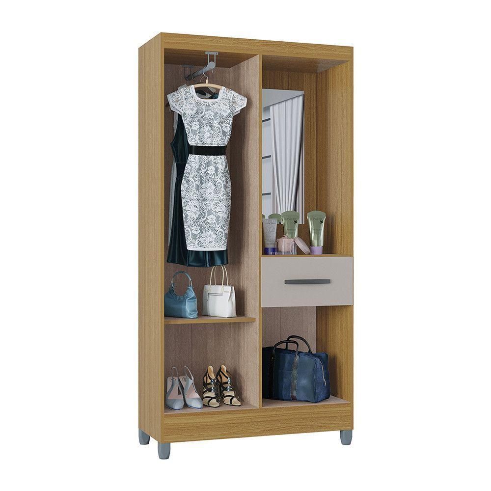 Guarda Roupa Solteiro Com 3 Portas E 1 Gavetas Atlas Poquema Damasco-off White - 5