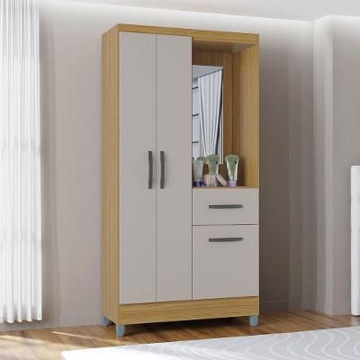 Guarda Roupa Solteiro Com 3 Portas E 1 Gavetas Atlas Poquema Damasco-off White