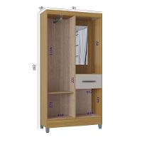 Guarda Roupa Solteiro Com 3 Portas E 1 Gavetas Atlas Poquema Damasco-off White - 3