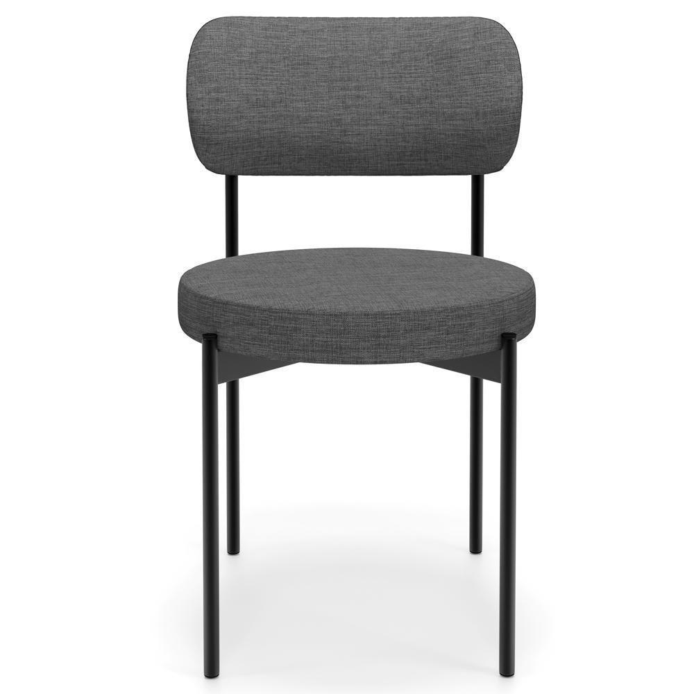 Kit 08 Cadeiras Estofadas Para Sala De Jantar Louvre L02 Linho Cinza Escuro - Lyam Decor - 3