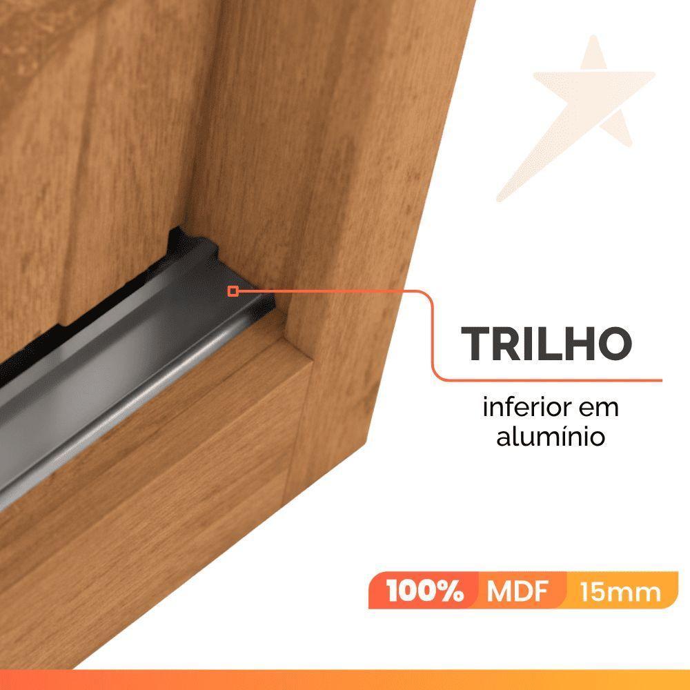 Guarda Roupas Casal 3 Portas De Correr Com Espelho 100% Mdf Flex 6 Gavetas Argel Madeirado/off White - 6