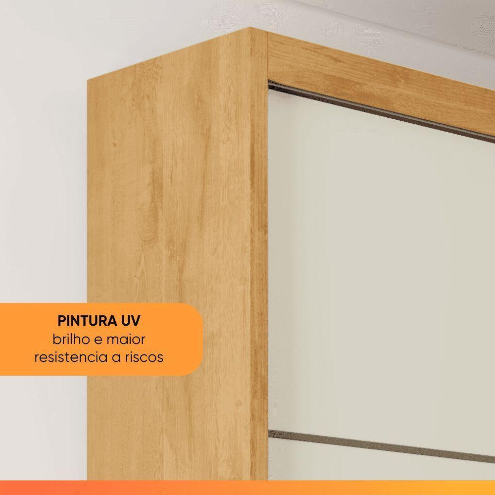 Guarda Roupas Casal 3 Portas De Correr Com Espelho 100% Mdf Flex 6 Gavetas Argel Madeirado/off White - 7
