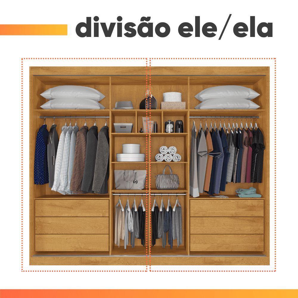Guarda Roupas Casal 3 Portas De Correr Com Espelho 100% Mdf Flex 6 Gavetas Argel Madeirado/off White - 10