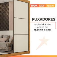Guarda Roupas Casal 3 Portas De Correr Com Espelho 100% Mdf Flex 6 Gavetas Argel Madeirado/off White - 5