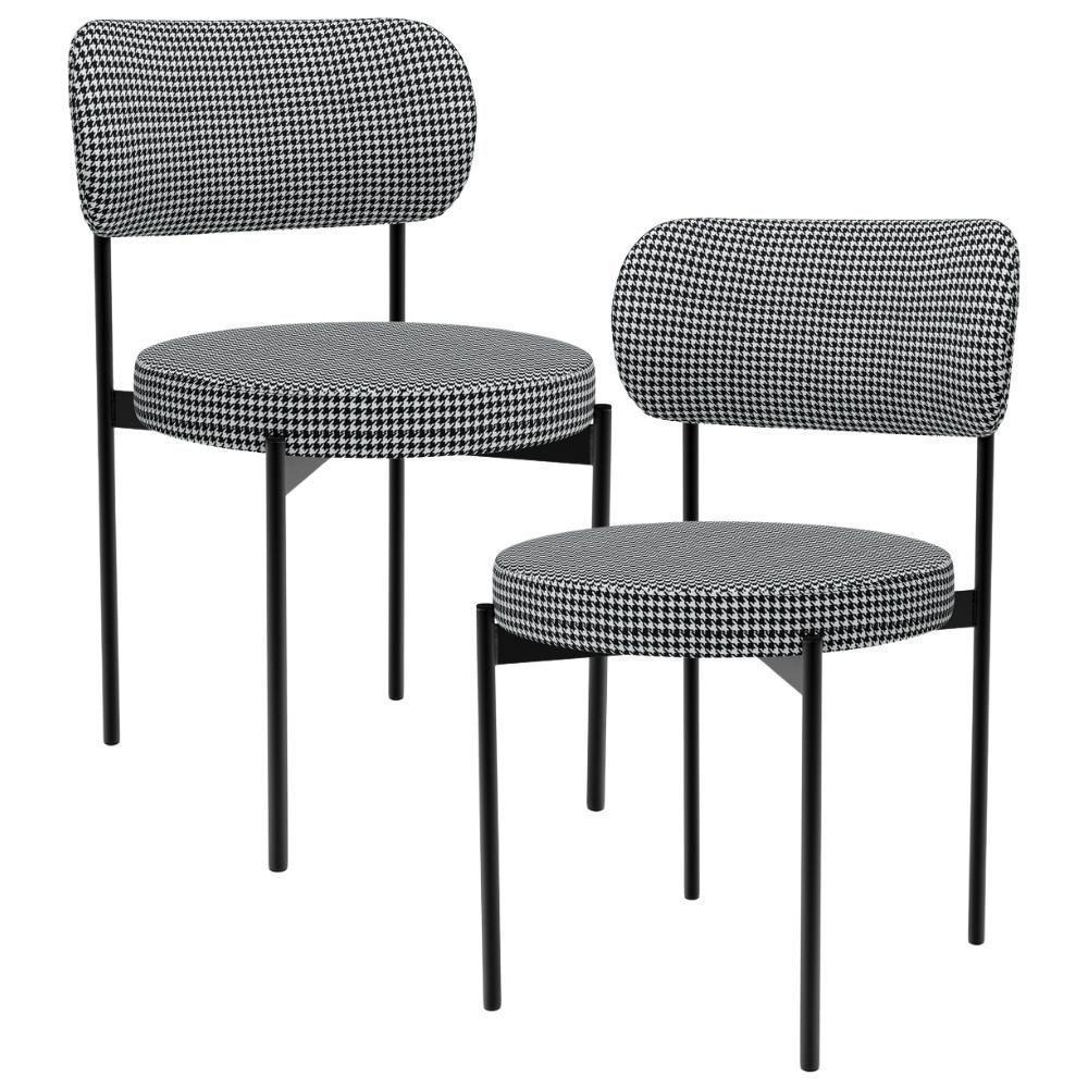 Kit 02 Cadeiras Estofadas Para Sala De Jantar Louvre L02 Pied Poule - Lyam Decor - 1