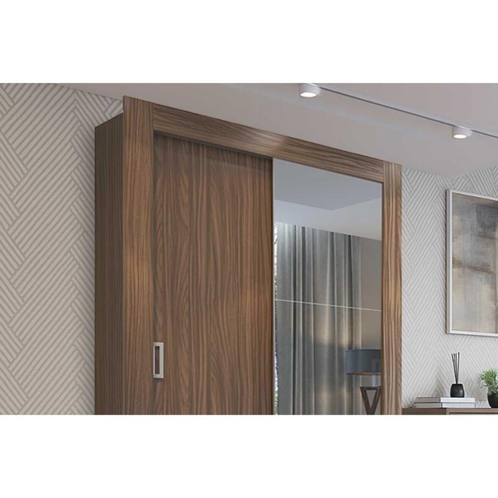 Guarda Roupa Solteiro 2 Portas De Correr (1 C- Espelho) Ph 1728 Nogueira - Herval - 10