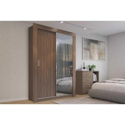 Guarda Roupa Solteiro 2 Portas De Correr (1 C- Espelho) Ph 1728 Nogueira - Herval