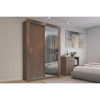 Guarda Roupa Solteiro 2 Portas De Correr (1 C- Espelho) Ph 1728 Nogueira - Herval - 1