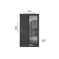 Guarda Roupa Solteiro 2 Portas De Correr (1 C- Espelho) Ph 1728 Nogueira - Herval - 5