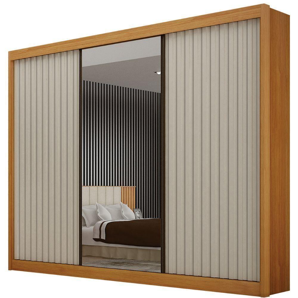 Guarda Roupa São Paulo Ripado Cinamomo Off White 3 Portas 6 Gavetas Leifer Móveis - 1