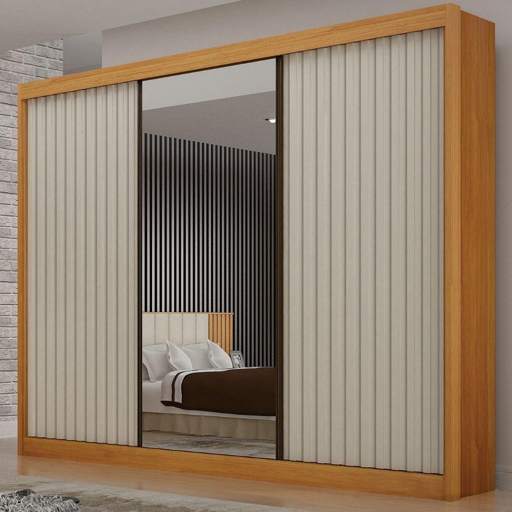 Guarda Roupa São Paulo Ripado Cinamomo Off White 3 Portas 6 Gavetas Leifer Móveis - 4