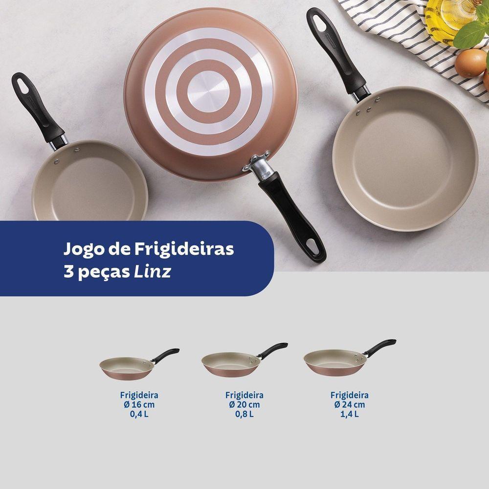 Jogo De Frigideiras Tramontina Linz Em Alumínio Antiaderente Starflon Max Mocaccino 03 Peças Tramontina - 5