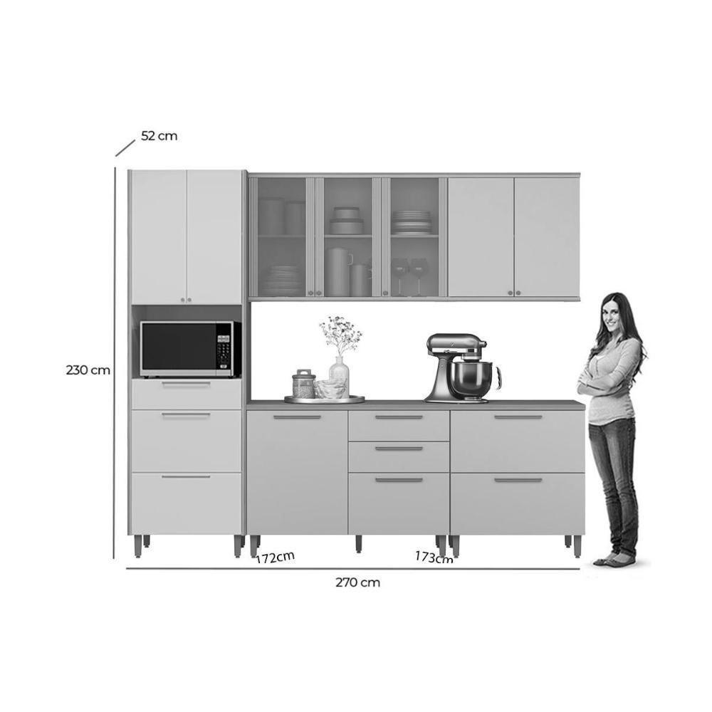 Kit Cozinha Modulada 5 Peças Atena (2aéreos+2balcões+1paneleiro) Cp28 Jequitiba-off White Fosco - Linea Brasil - 4
