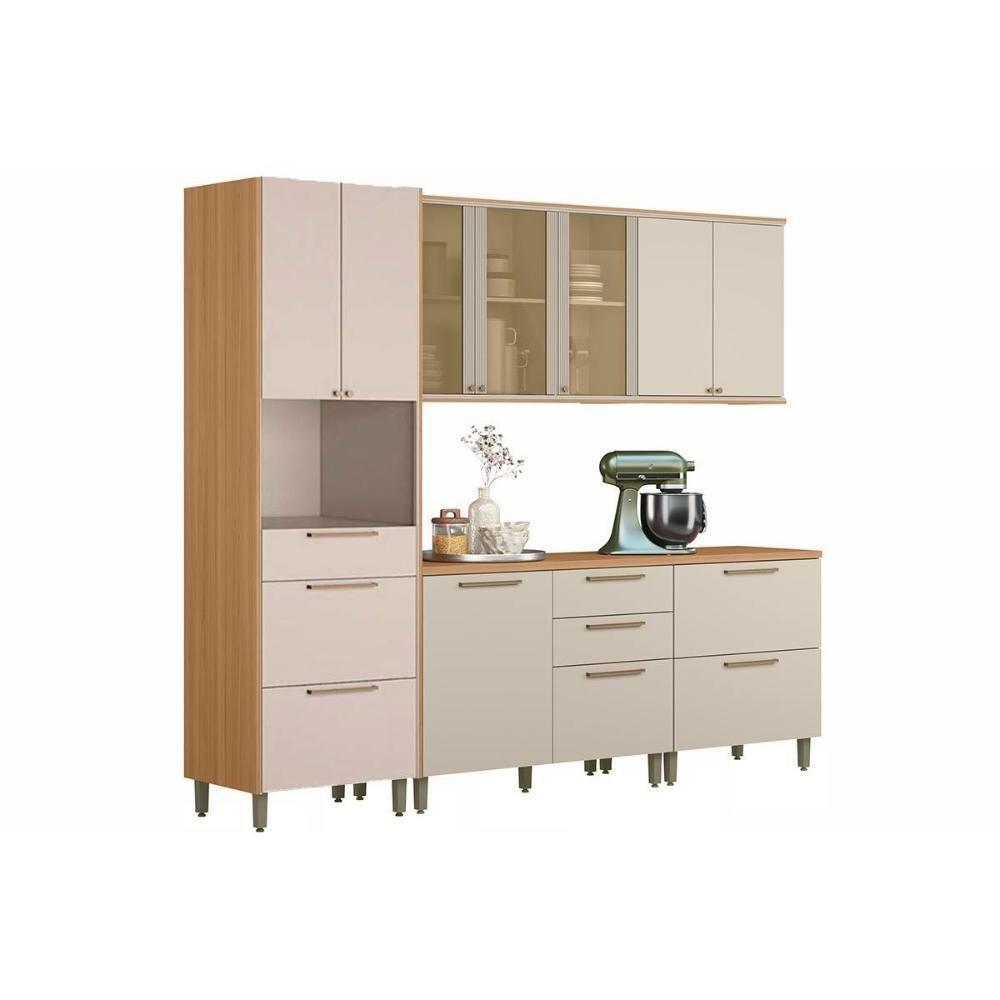 Kit Cozinha Modulada 5 Peças Atena (2aéreos+2balcões+1paneleiro) Cp28 Jequitiba-off White Fosco - Linea Brasil - 10