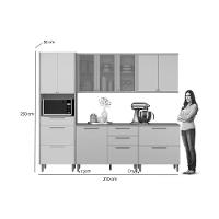 Kit Cozinha Modulada 5 Peças Atena (2aéreos+2balcões+1paneleiro) Cp28 Jequitiba-off White Fosco - Linea Brasil