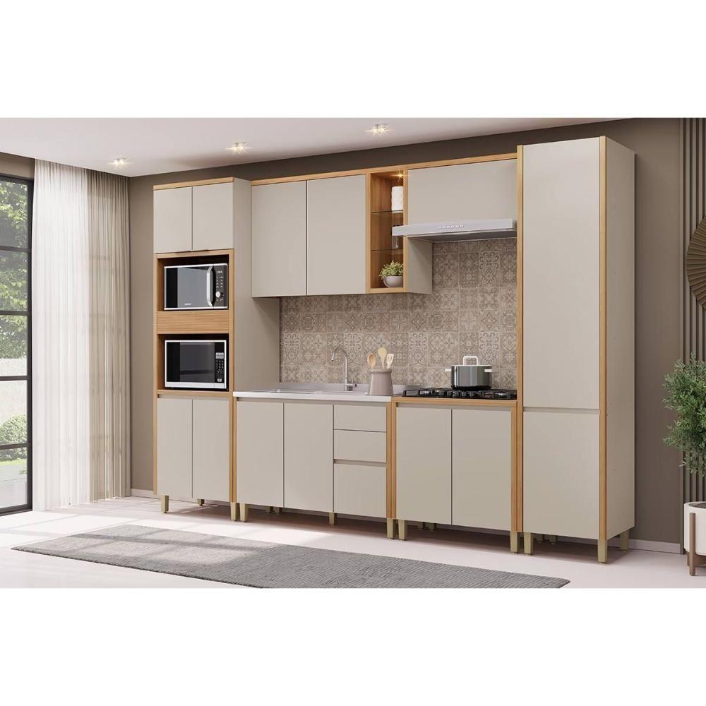 Kit Cozinha Modulada 6 Peças Allure (2aéreos+2balcões+1paneleiro+1torrequente) Cp18 Jequitiba-gris Fosco - Linea Brasil - 2
