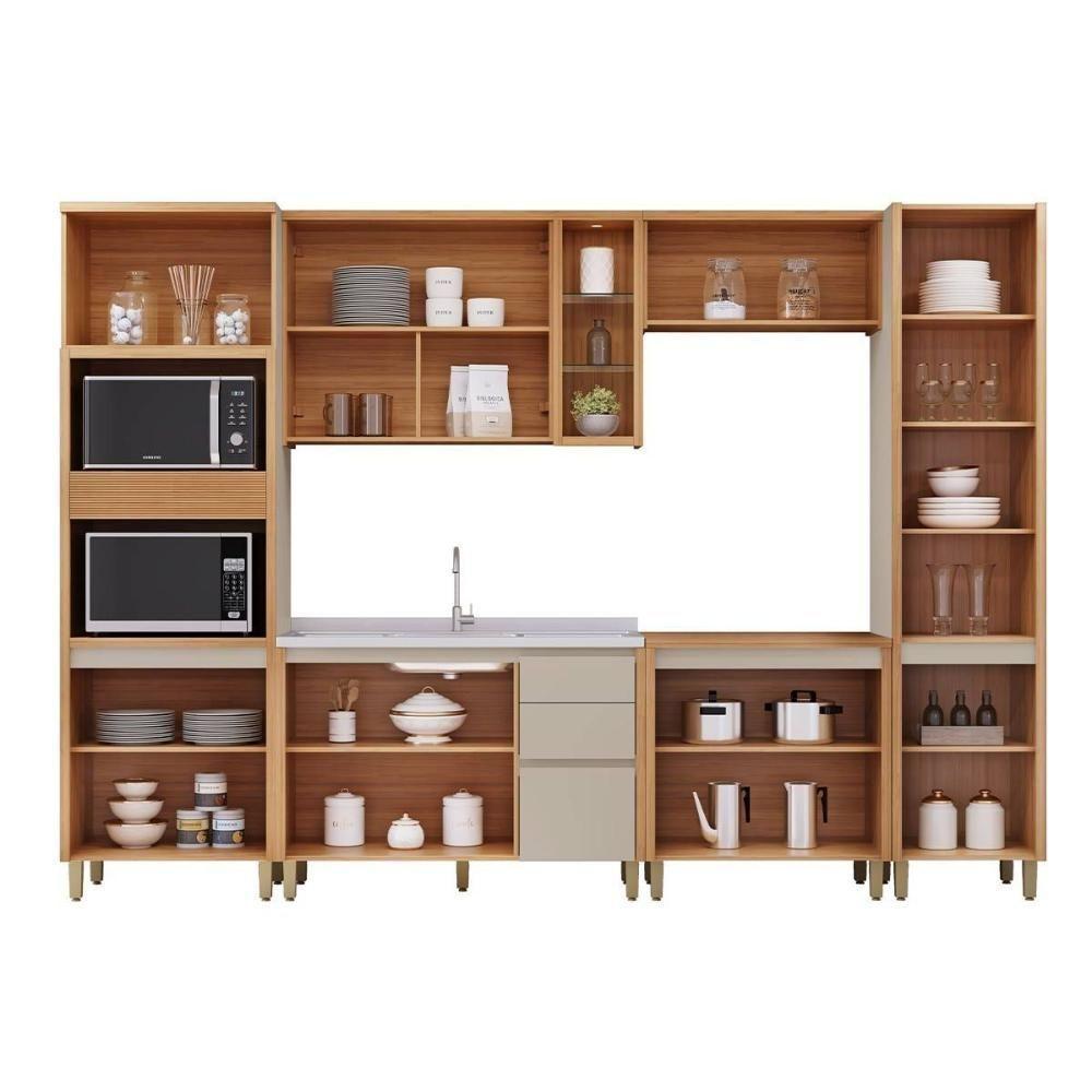 Kit Cozinha Modulada 6 Peças Allure (2aéreos+2balcões+1paneleiro+1torrequente) Cp18 Jequitiba-gris Fosco - Linea Brasil - 5