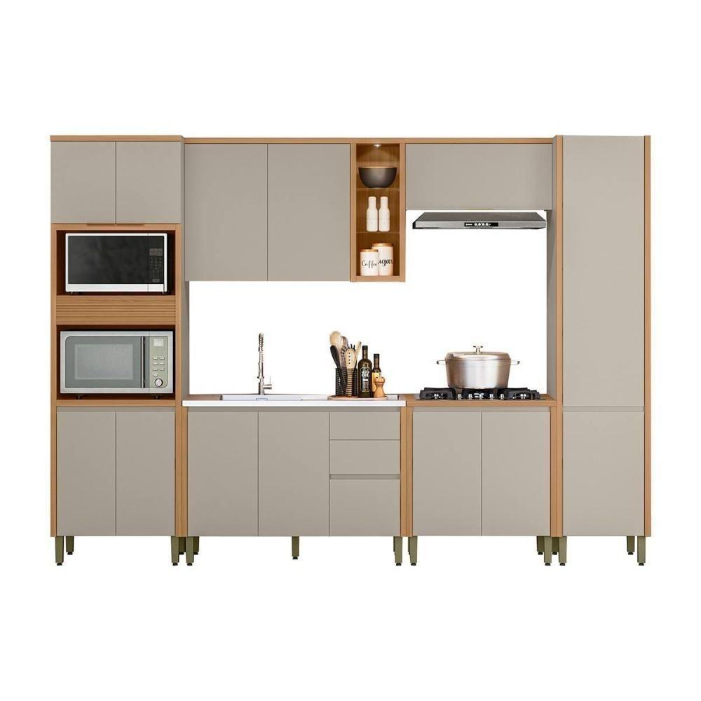 Kit Cozinha Modulada 6 Peças Allure (2aéreos+2balcões+1paneleiro+1torrequente) Cp18 Jequitiba-gris Fosco - Linea Brasil - 9