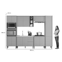 Kit Cozinha Modulada 6 Peças Allure (2aéreos+2balcões+1paneleiro+1torrequente) Cp18 Jequitiba-gris Fosco - Linea Brasil