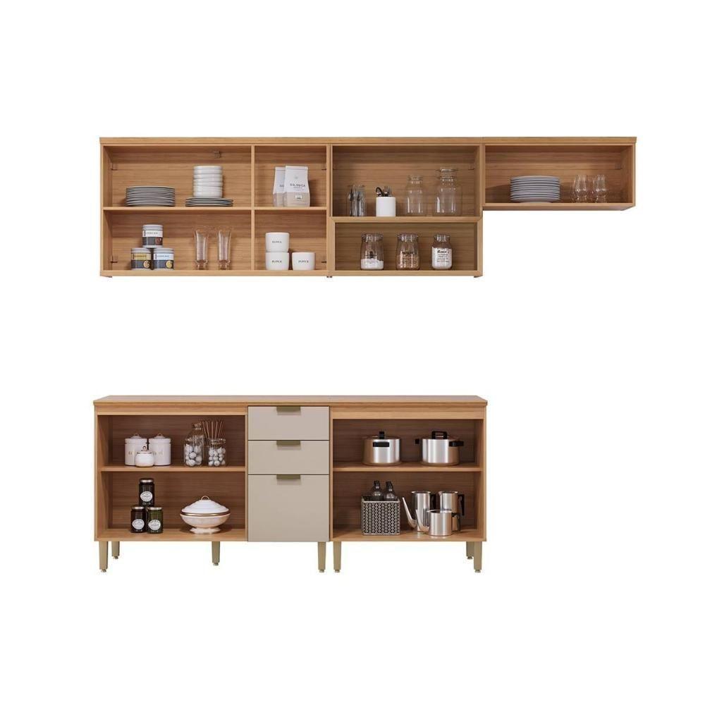 Kit Cozinha Modulada 5 Peças Selene (3aéreos+2balcões) Cp07 Jequitiba-off White Fosco - Linea Brasil - 3