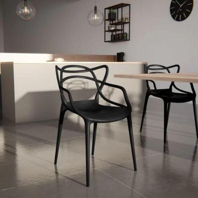 Kit 2 Cadeiras Leitura Empilhável Sala Jardim Cor:preto