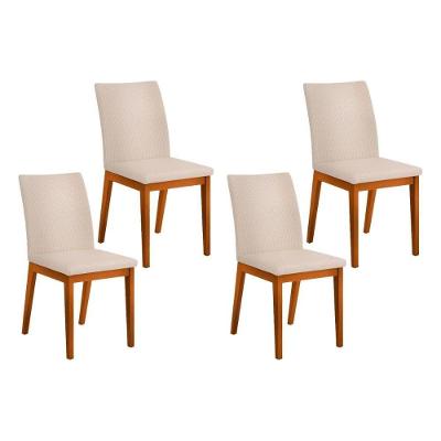 Kit 4 Cadeiras De Cozinha Vitória 4 Un Ipe-linho Neve - Dj Móveis