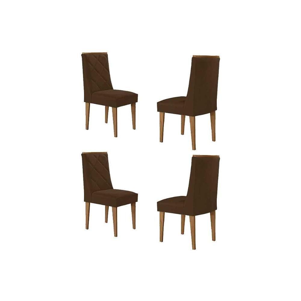 Kit 4 Cadeiras Sala Jantar Pietá 4 Un Naturalle-suede Capuccino - Rufato - 1