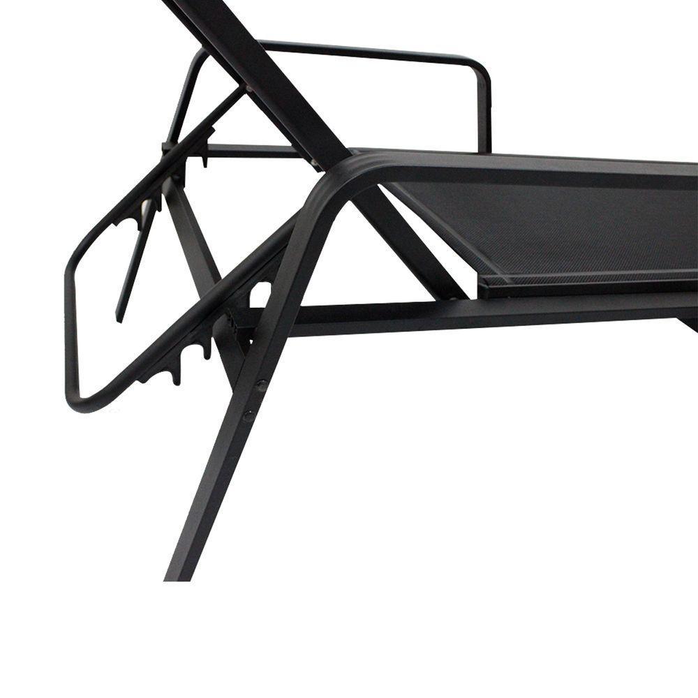 Kit 2 Espreguiçadeiras Piscina Sevilha + Guarda Sol Praia Com Base Preto - 6