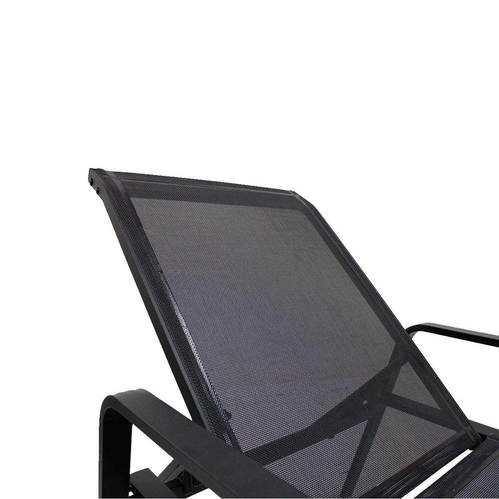 Kit 2 Espreguiçadeiras Piscina Sevilha + Guarda Sol Praia Com Base Preto - 7