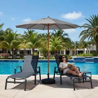 Kit 2 Espreguiçadeiras Piscina Sevilha + Guarda Sol Praia Com Base Preto - 2