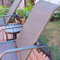 Kit 2 Espreguiçadeiras Piscina Sevilha + Guarda Sol Praia Com Base Preto - 9