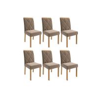Kit 6 Cadeiras De Cozinha Fernanda Wood 6 Un Carvalho-suede Joli Capuccino - Cimol - 1