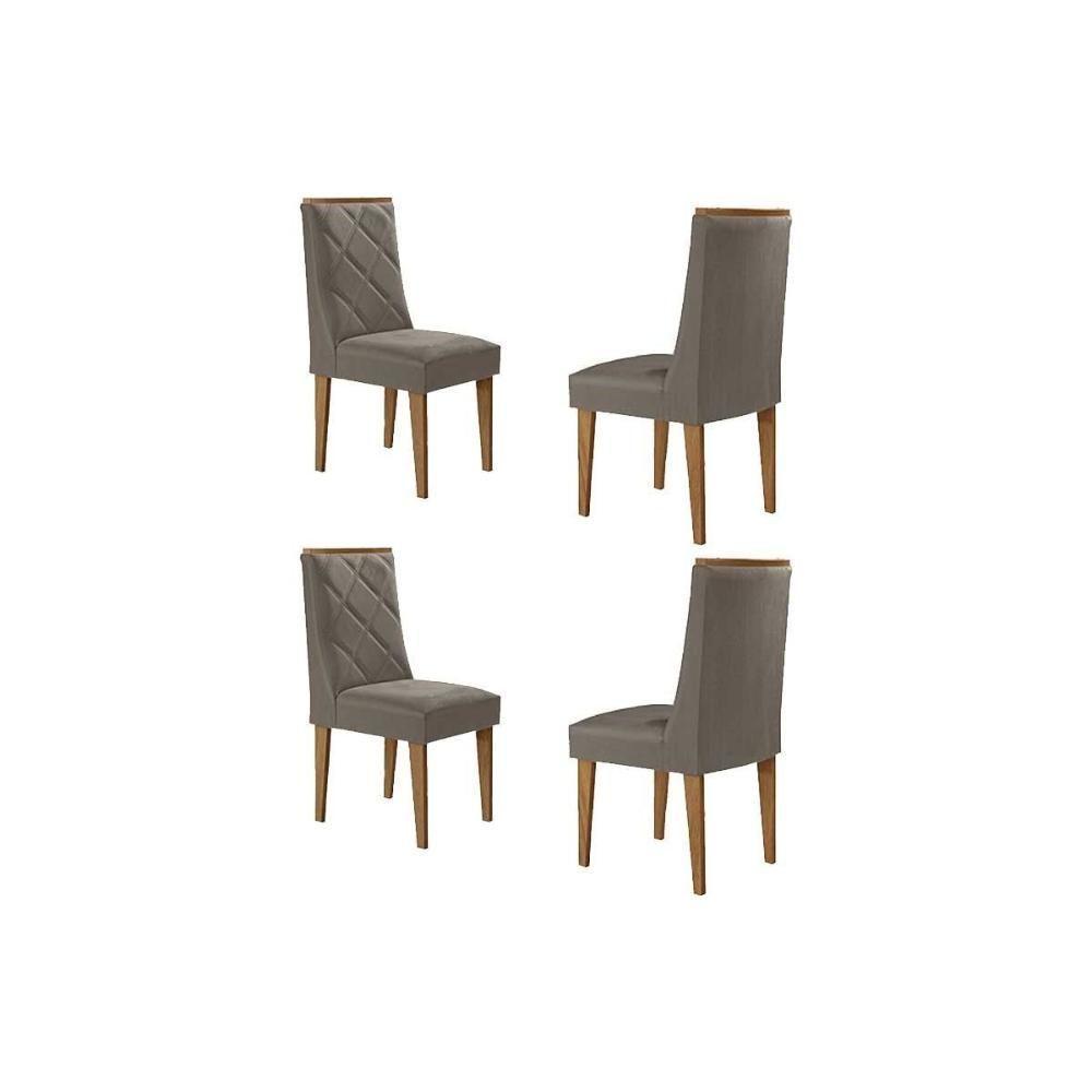 Kit 4 Cadeiras Sala Jantar Pietá 4 Un Madeira Capuccino-suede Capuccino - Rufato - 1