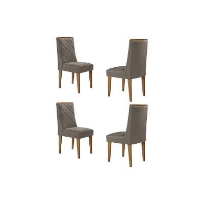 Kit 4 Cadeiras Sala Jantar Pietá 4 Un Madeira Capuccino-suede Capuccino - Rufato