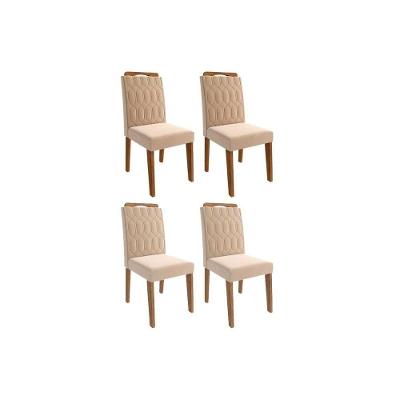 Kit 4 Cadeiras Sala Jantar Paola Wood 4 Un Carvalho-suede Nude Bege - Cimol