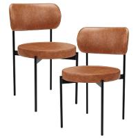 Kit 02 Cadeiras Estofadas Para Sala De Jantar Louvre L02 Couríssimo Camel - Lyam Decor - 1