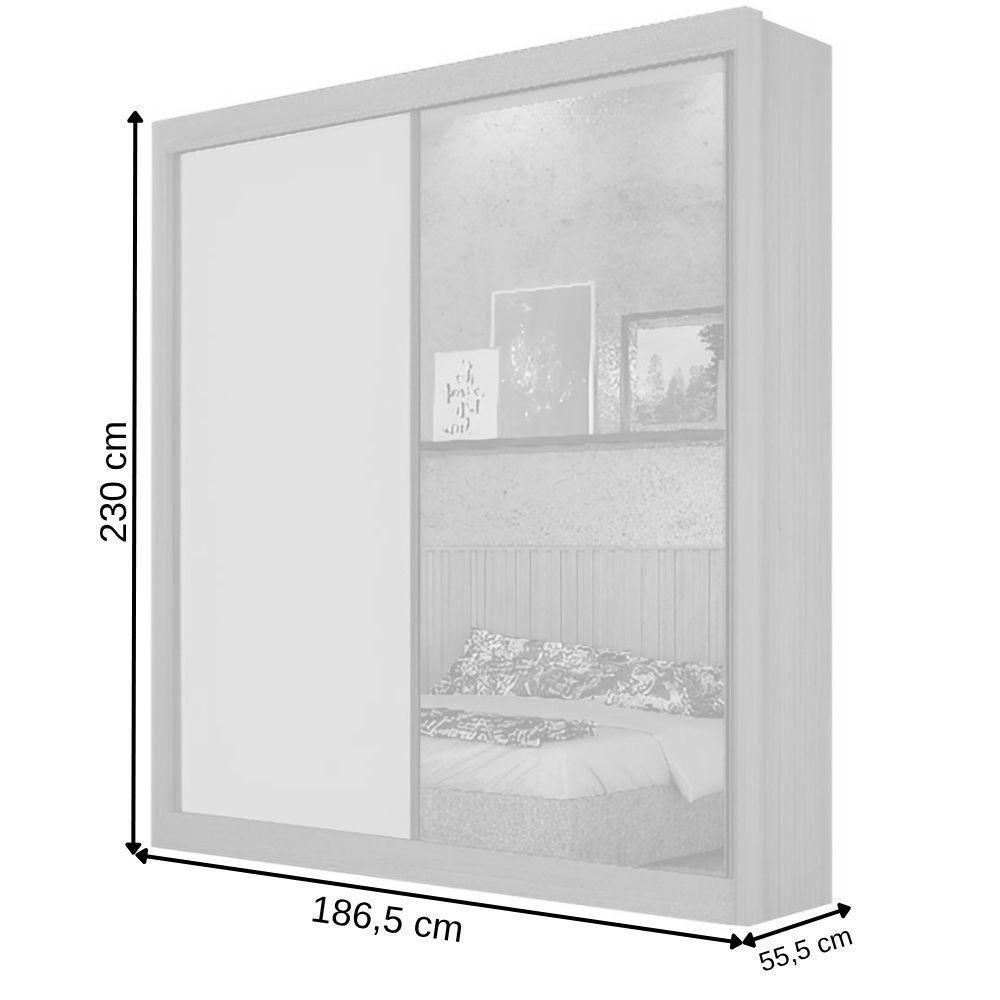 Guarda Roupa São Paulo Branco Com Espelho 2 Portas 3 Gavetas Leifer Móveis - 3